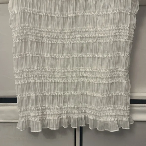 NWT gorgeous Anthropologie sarah hann white ruched blouse M - Picture 9 of 15